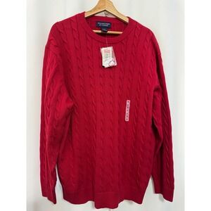 Roundtree & Yorke Red Cable Knit Cotton Crewneck Sweater XL NWT